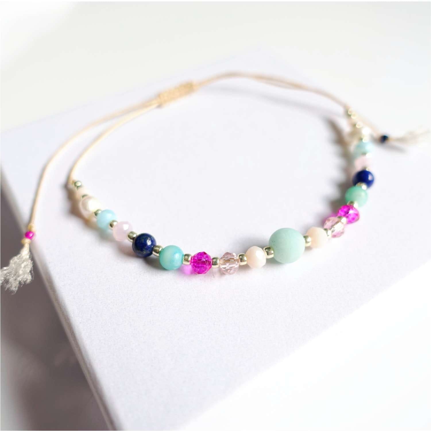 Bransoletka z kamieni naturalnych lapis lazuli amazonit perła, TD9120