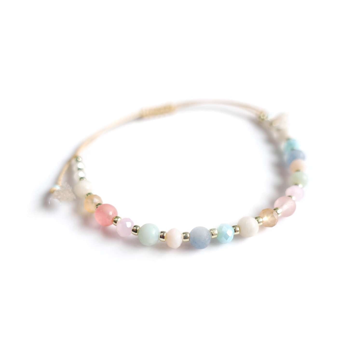 Bracelet with colorful natural stones amazonite aventurine agate, TD9140 LadyPastel
