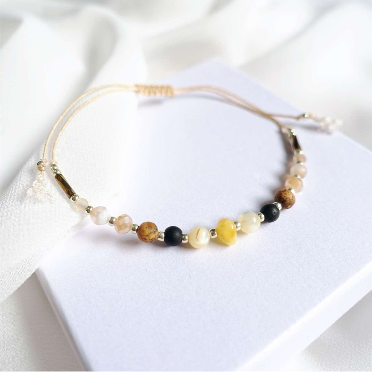Bracelet with natural stones amber jasper agate jadeite, TD9152 LadyAmber