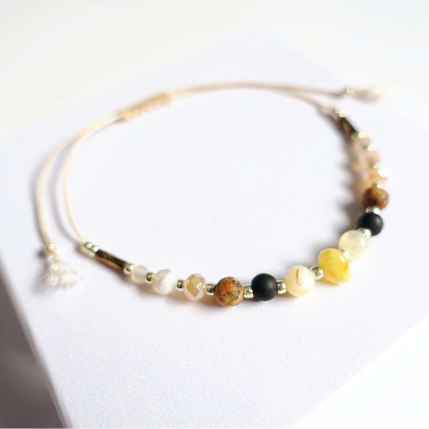Bracelet with natural stones amber jasper agate jadeite, TD9152 LadyAmber