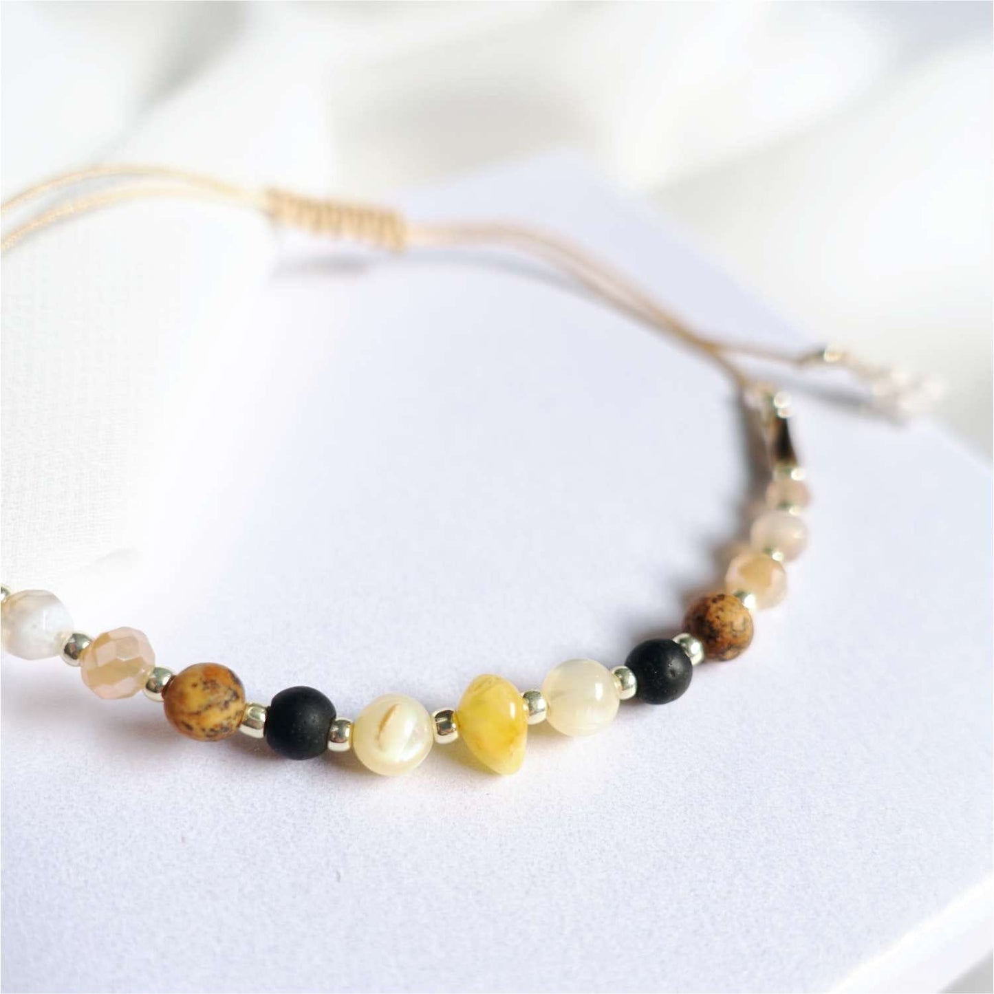 Bracelet with natural stones amber jasper agate jadeite, TD9152 LadyAmber