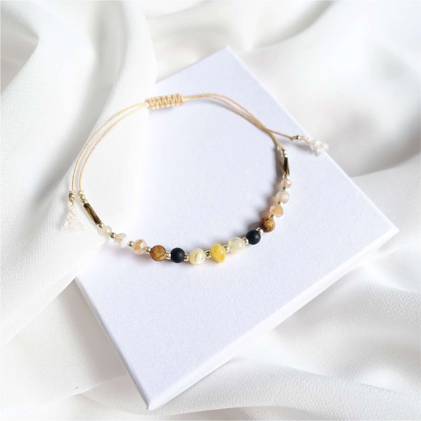 Bracelet with natural stones amber jasper agate jadeite, TD9152 LadyAmber