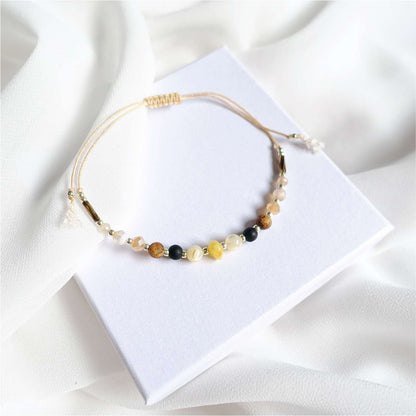 Bracelet with natural stones amber jasper agate jadeite, TD9152 LadyAmber