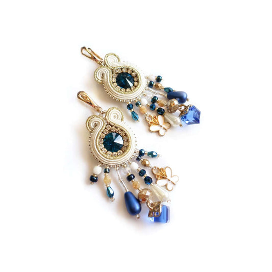 White blue soutache earrings 13 BerryDrop