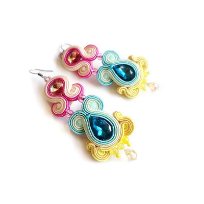 Pendientes de soutache de verano coloridos con cristales 118 James