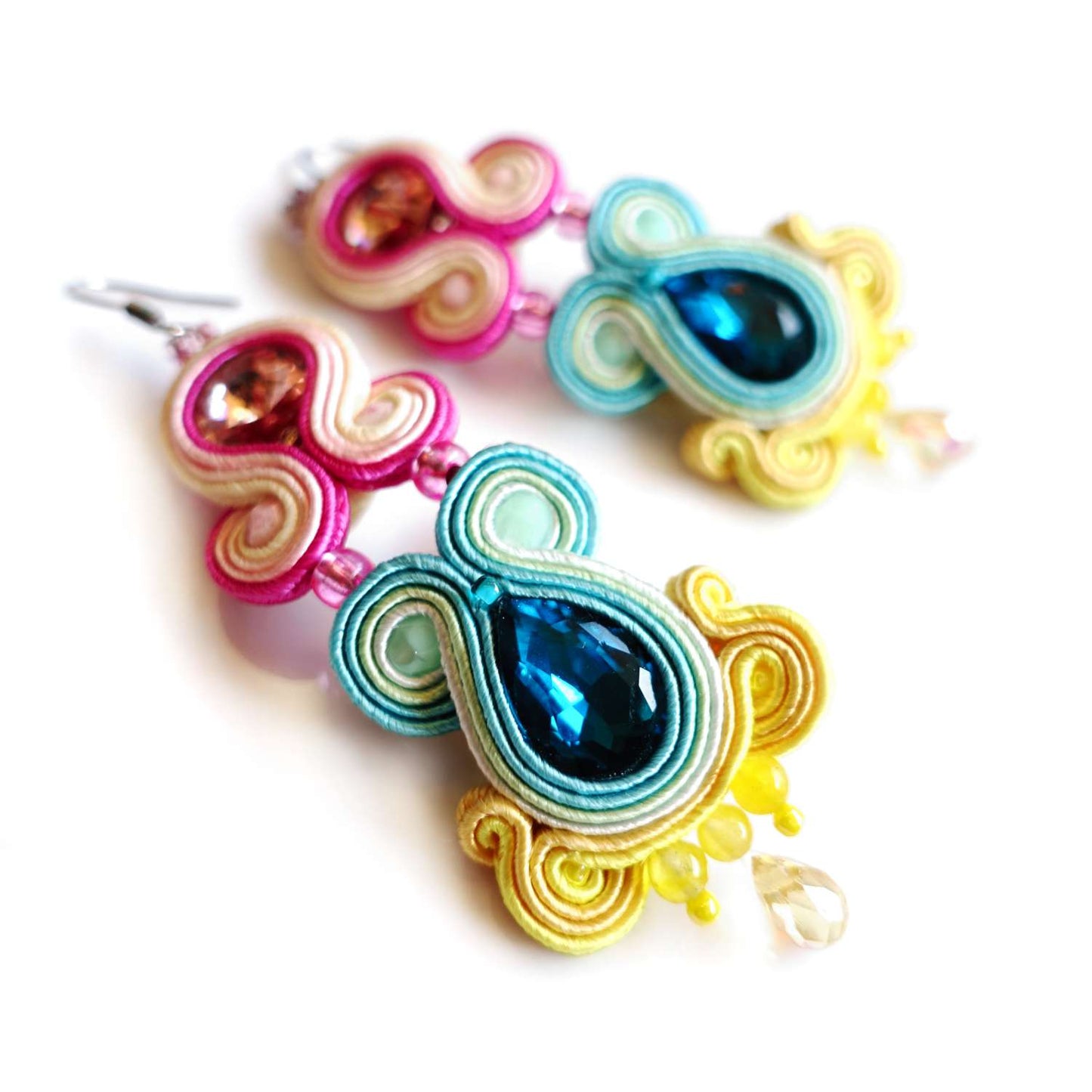 Pendientes de soutache de verano coloridos con cristales 118 James
