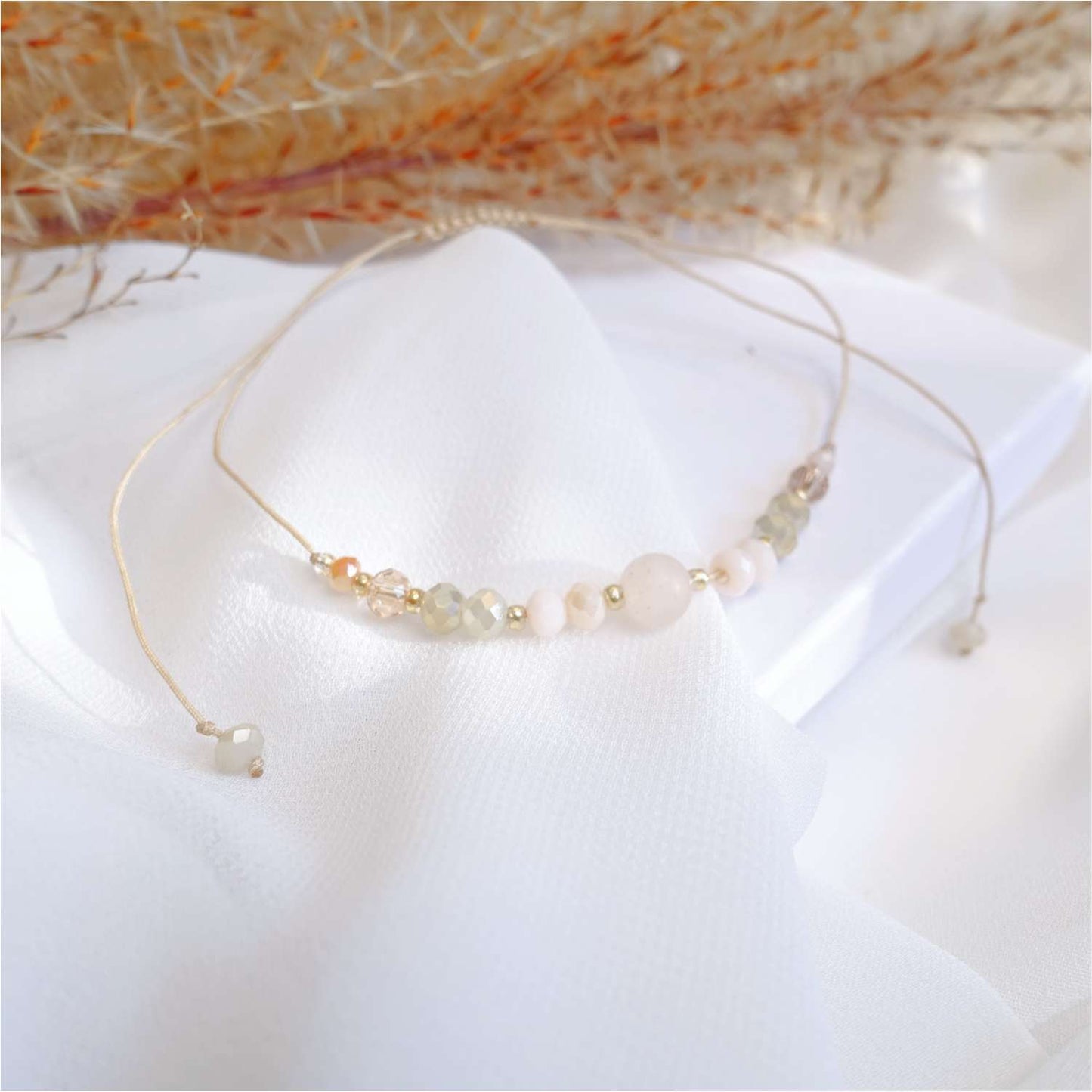 Pulsera de hilo de jadeíta natural "Novia a ser novia", TD9270 TeamBride