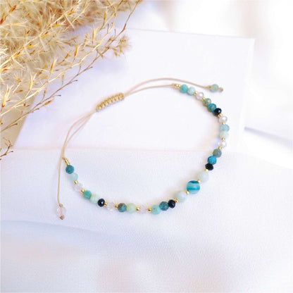Turquoise bracelet with natural stones tourmaline agate amazonite, TD9280