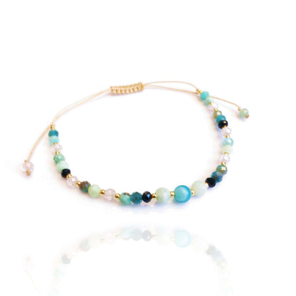 Turquoise bracelet with natural stones tourmaline agate amazonite, TD9280