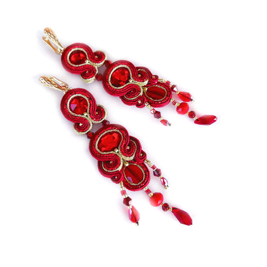 Red soutache earrings 201 Marshal