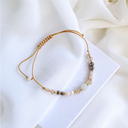 String bracelet with natural stones moonstone jadeite, TD9217 TeamBride