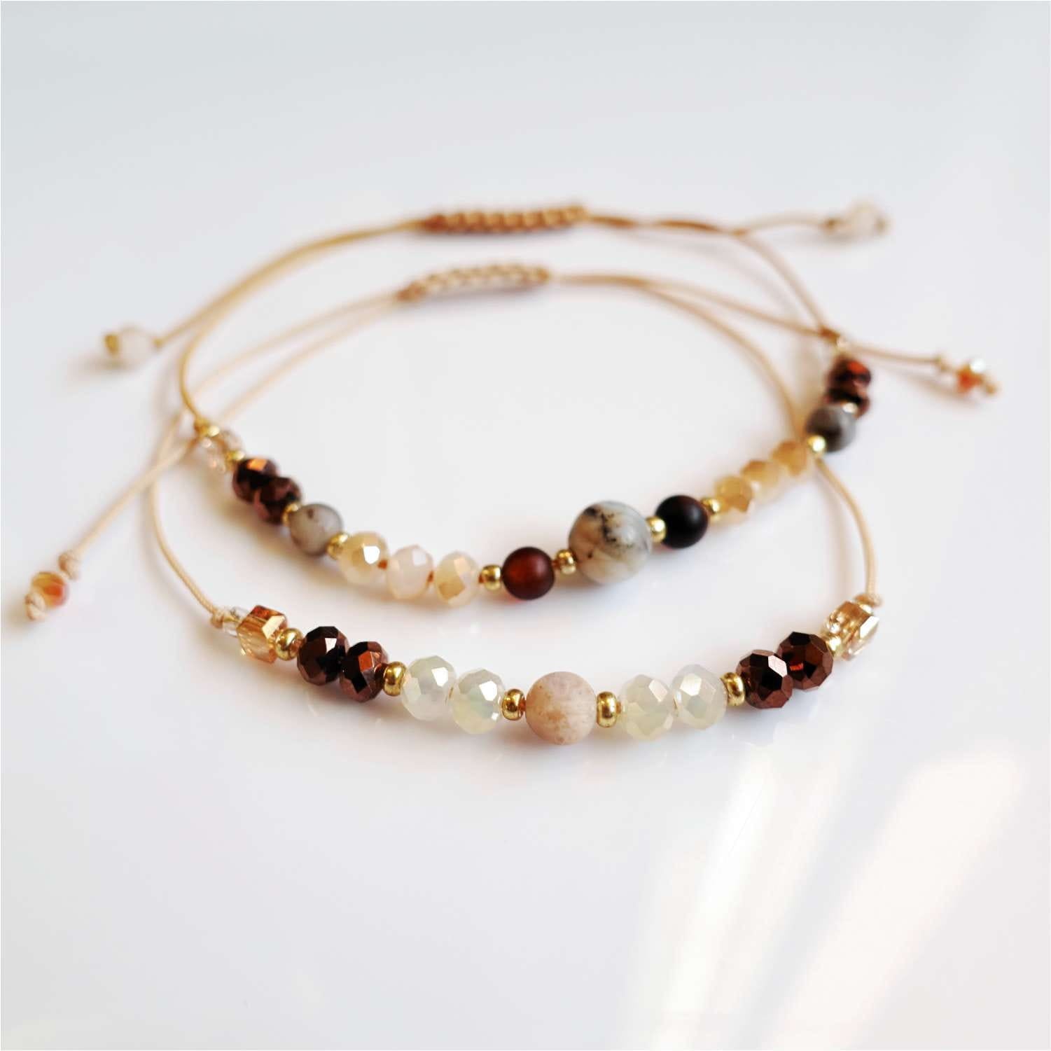 Pulseras de dos hilos con piedras naturales turmalina ágata jadeíta, TD9251