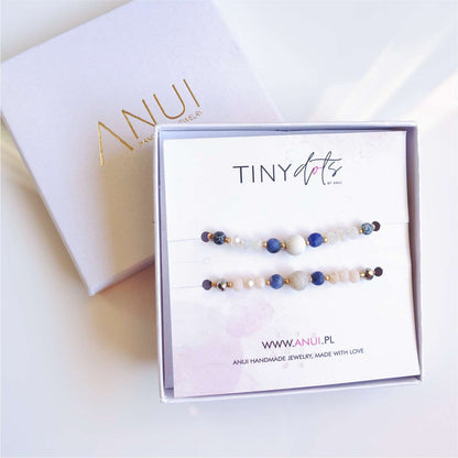 Two string bracelets with natural stones howlite agate, TD9260