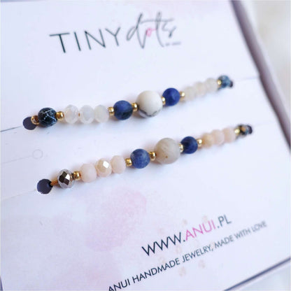 Two string bracelets with natural stones howlite agate, TD9260