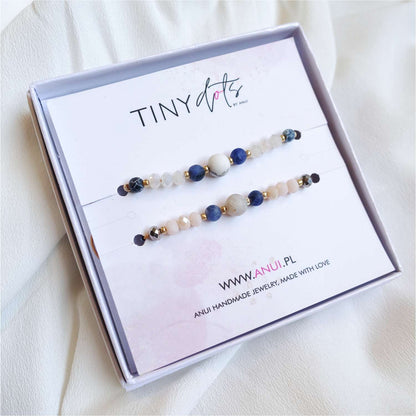 Two string bracelets with natural stones howlite agate, TD9260