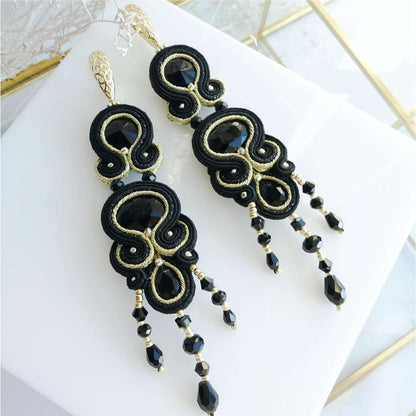 Black gold soutache earrings 201 BlackGold