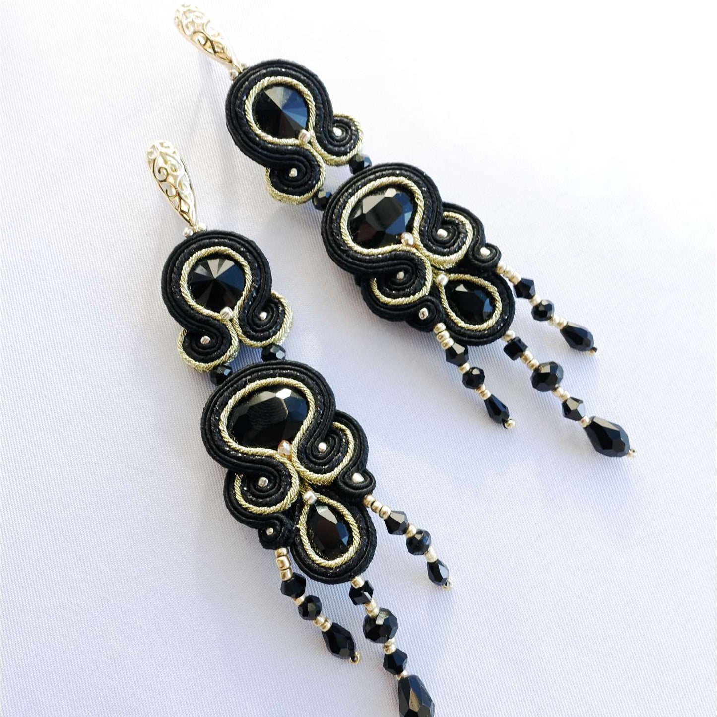 Black gold soutache earrings 201 BlackGold