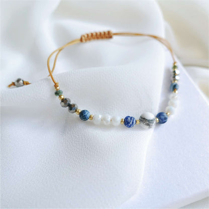 Two string bracelets with natural stones howlite agate, TD9260