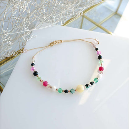 Pulsera con piedras naturales rubí morganita labradorita piedra luna y turmalina TD9209