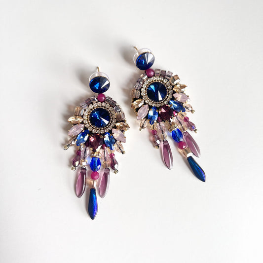 Crystal earrings with rubies 418 BlueViolet