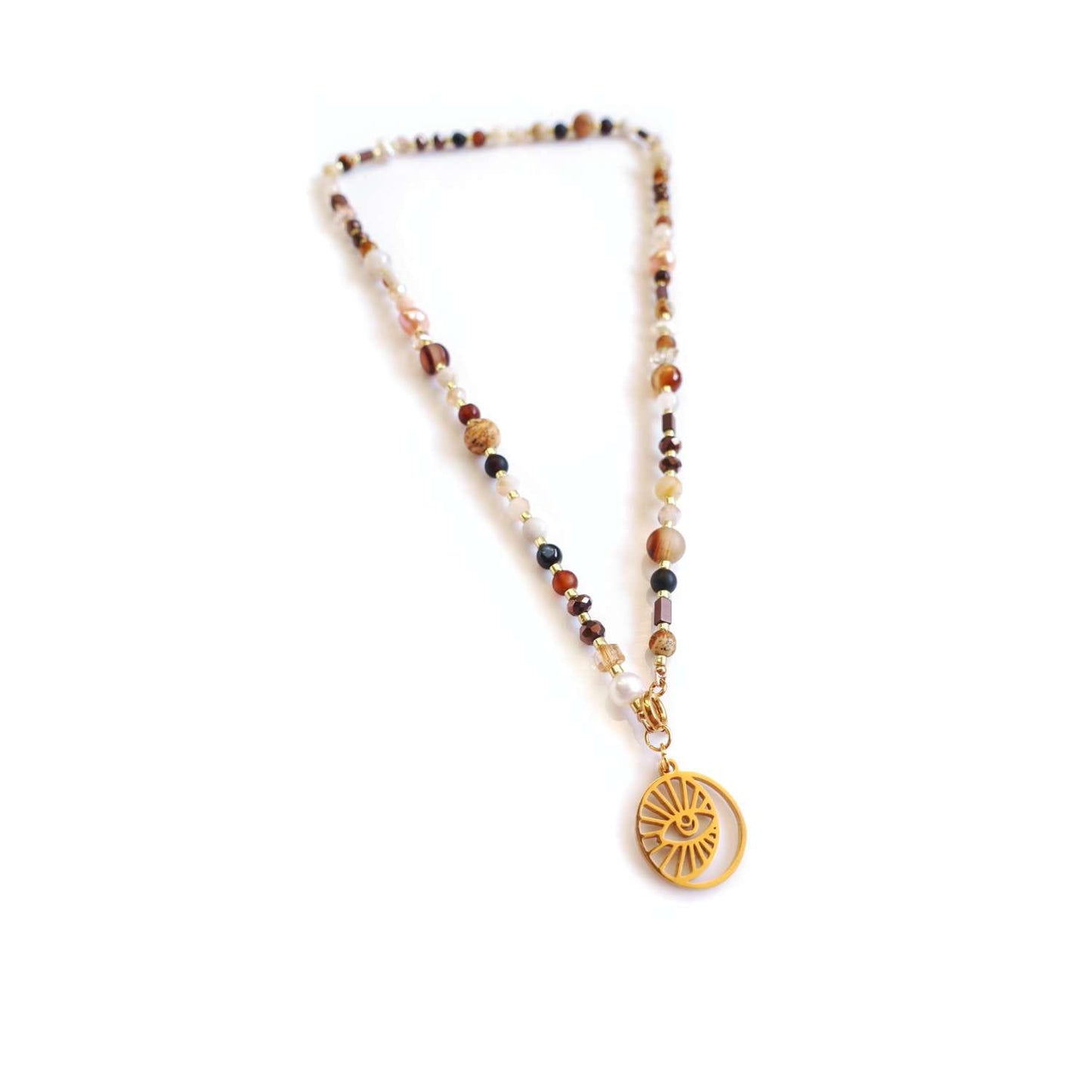 Collar marrón con piedras naturales TD2030