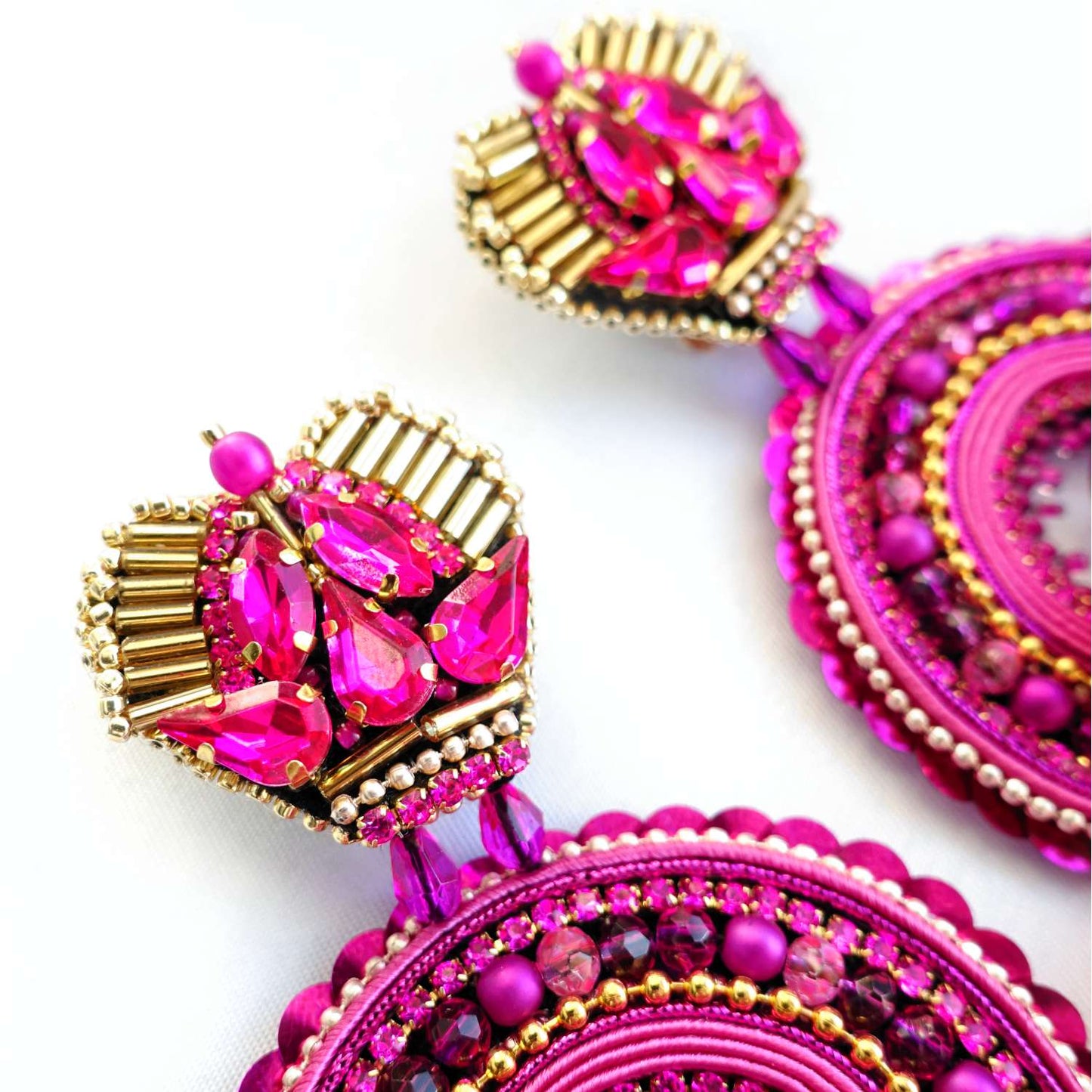 Pink Flower Hoop Earrings 866 Fucsia Viseria