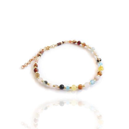Pulsera talismán de salud y protección con ámbar, calcedonia y aventurina, TD9551