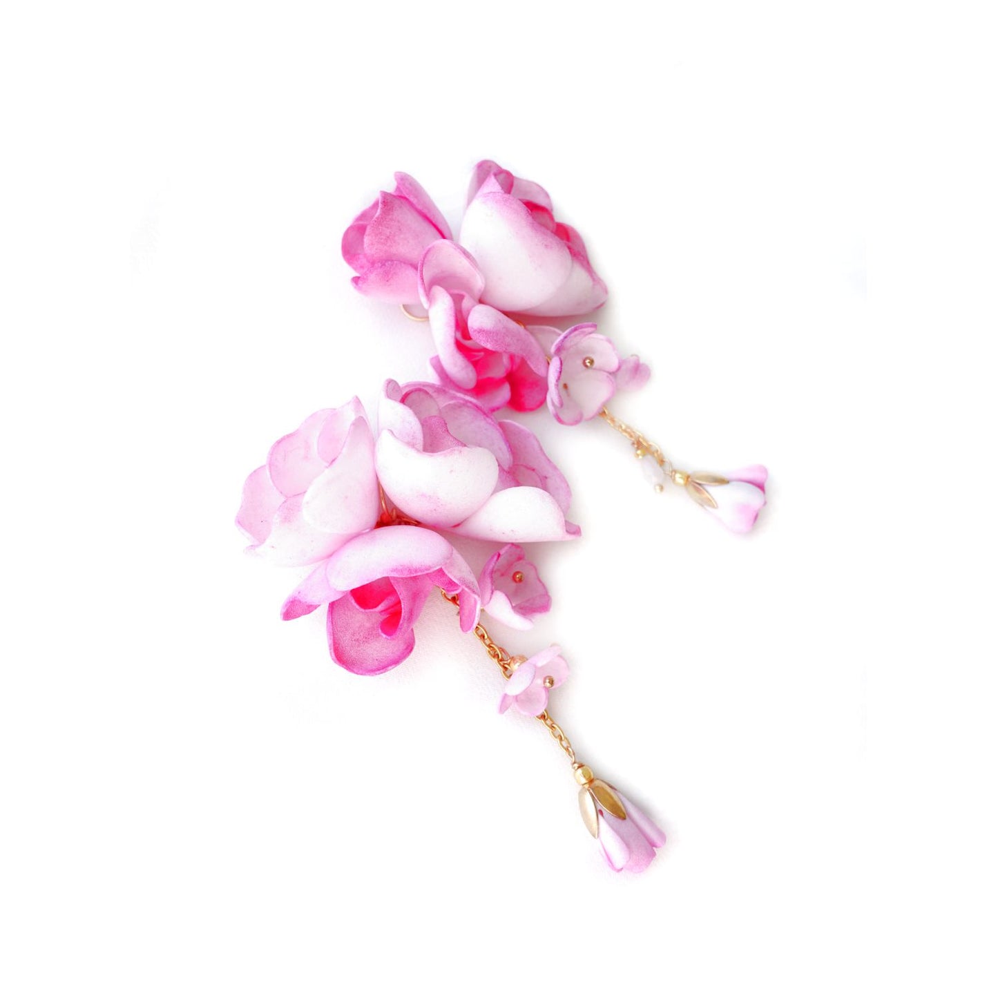 Różowe kolczyki kwiaty - 855 PinkOmbre Gardenia
